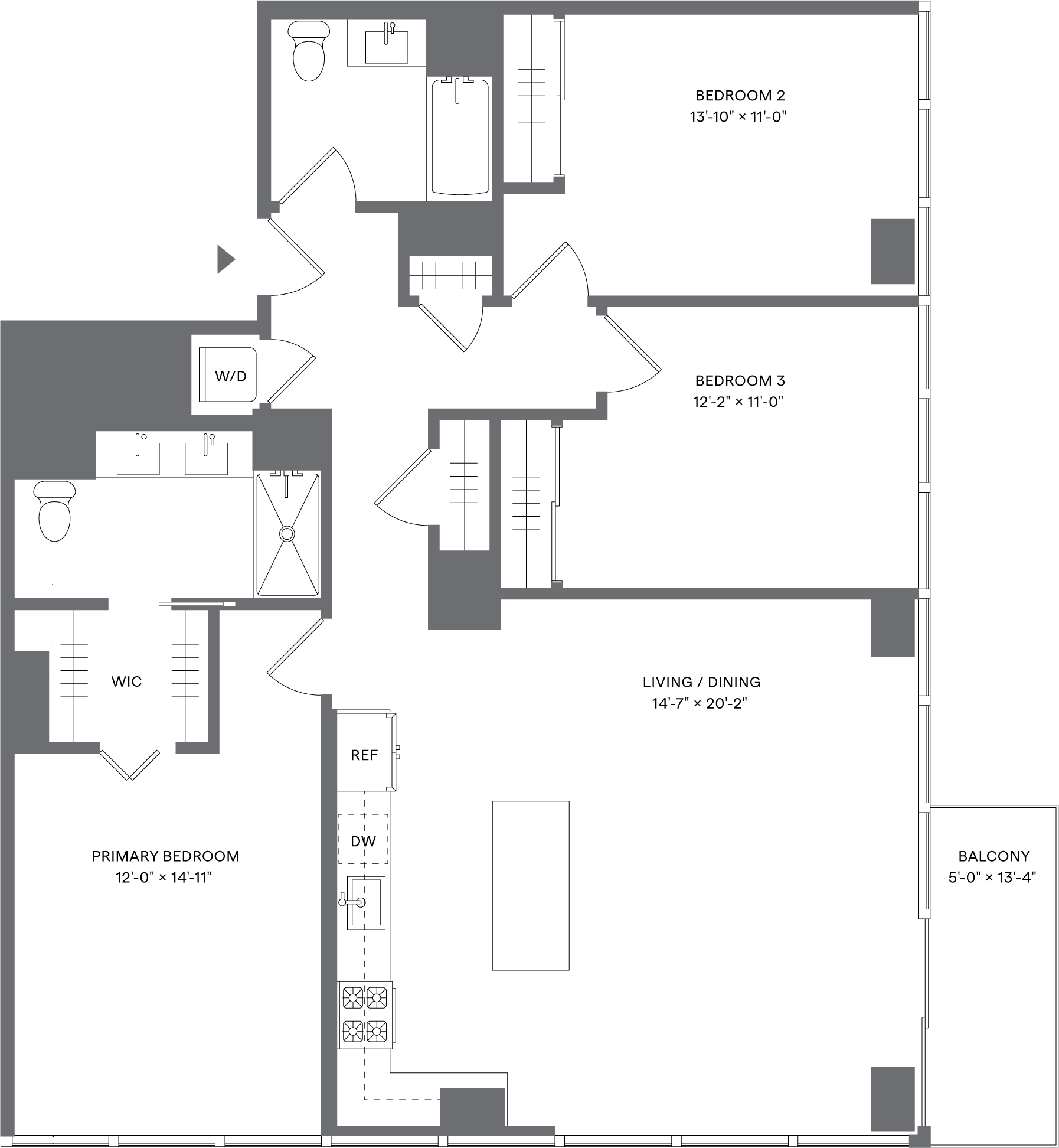 3 Bed/2 Bath_C1 floor plan