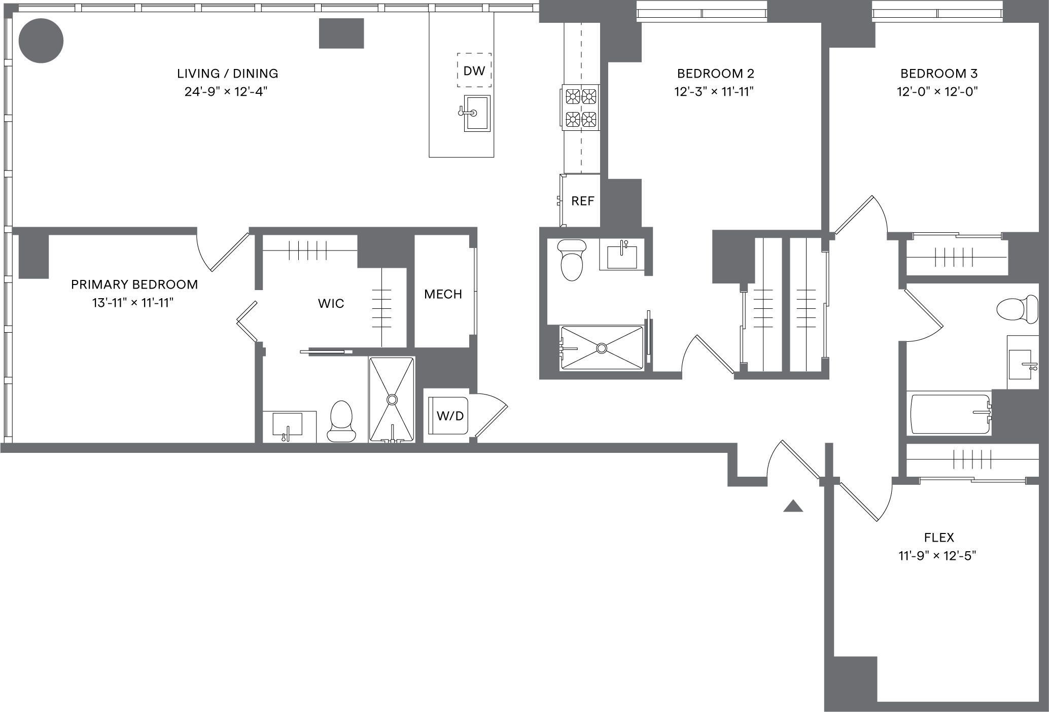 3 Bed+1 Flex/3 Bath_C2D floor plan