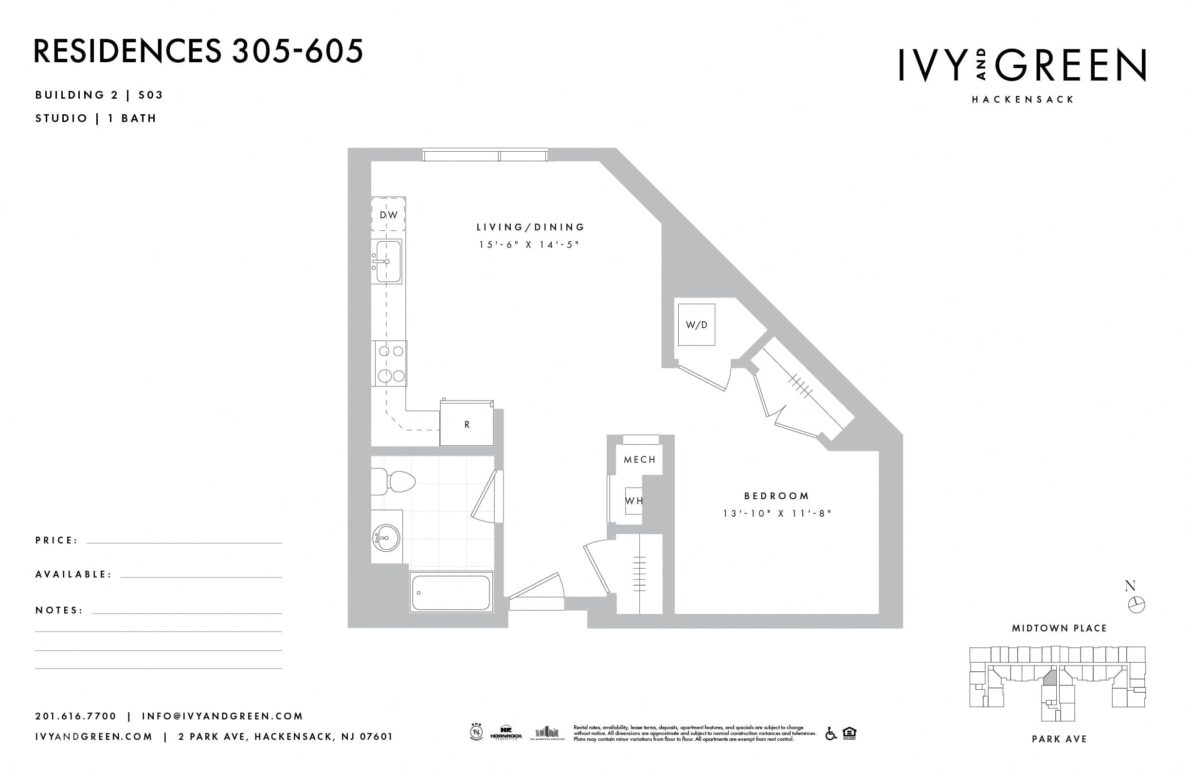 Junior 1 Bedroom floor plan
