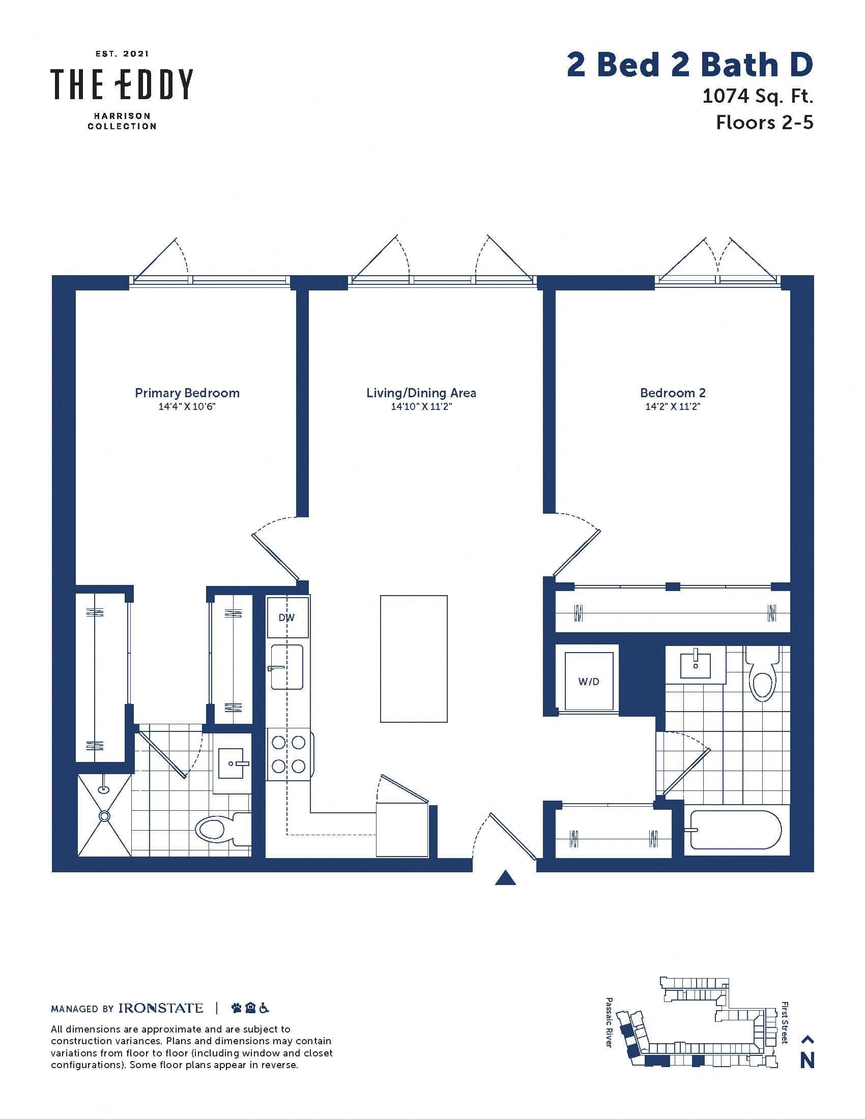 2 Bed 2 Bath D floor plan