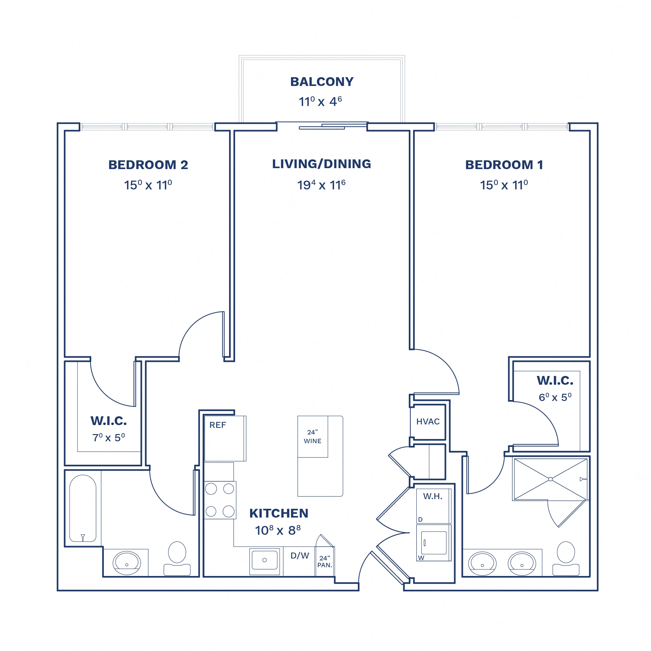 2 Bed/2 Bath-B2 floor plan