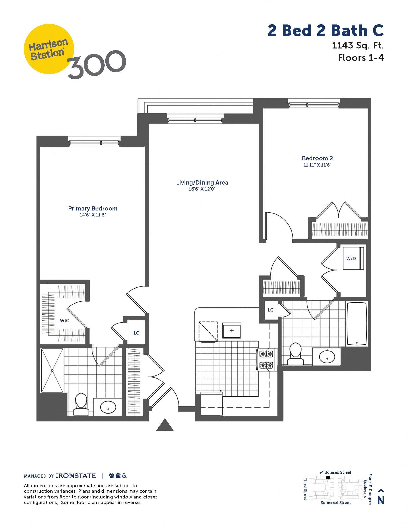 2 Bed 2 Bath C floor plan