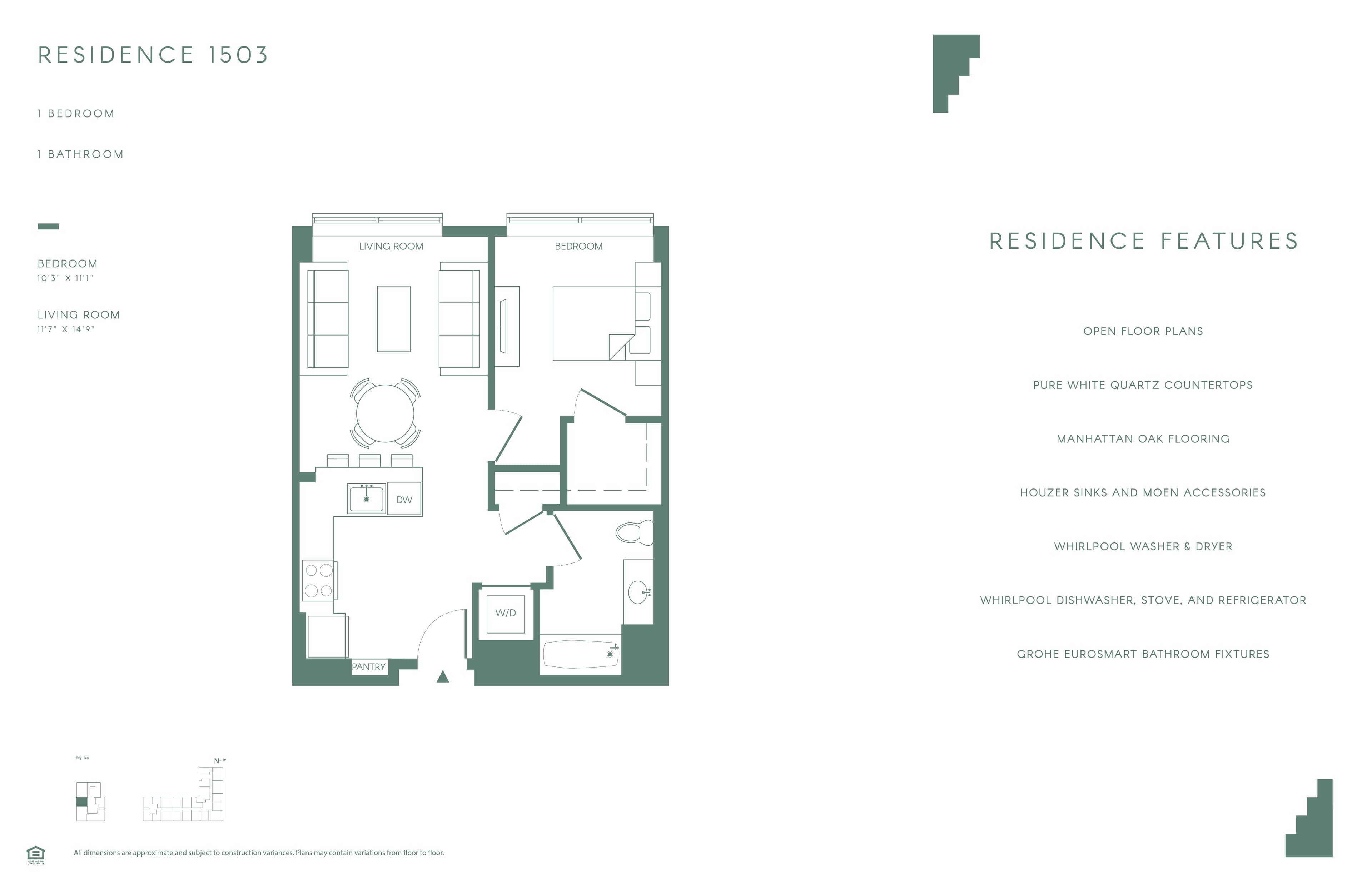 1 Bed-1Bath floor plan