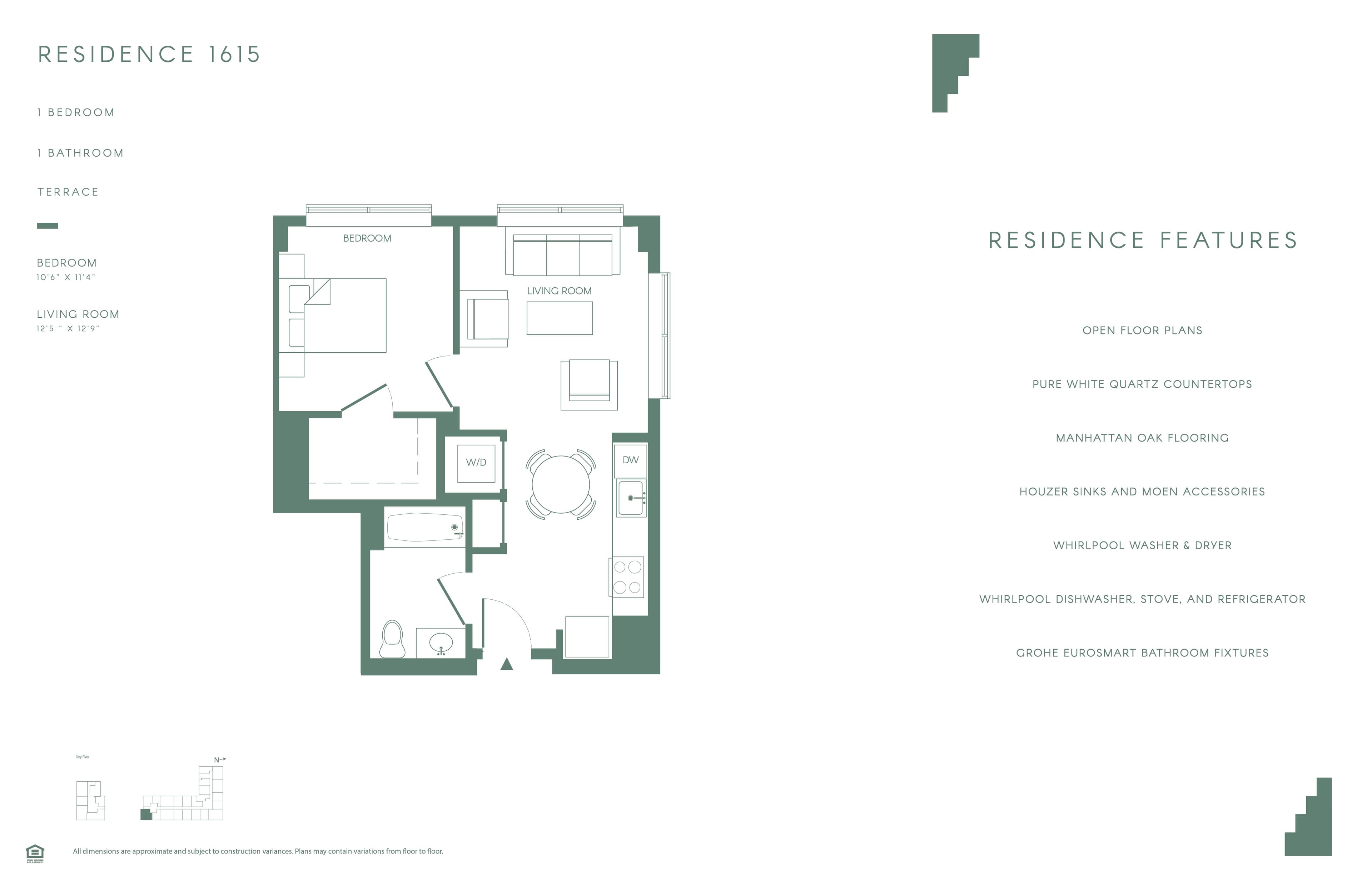 1 Bed-1Bath floor plan