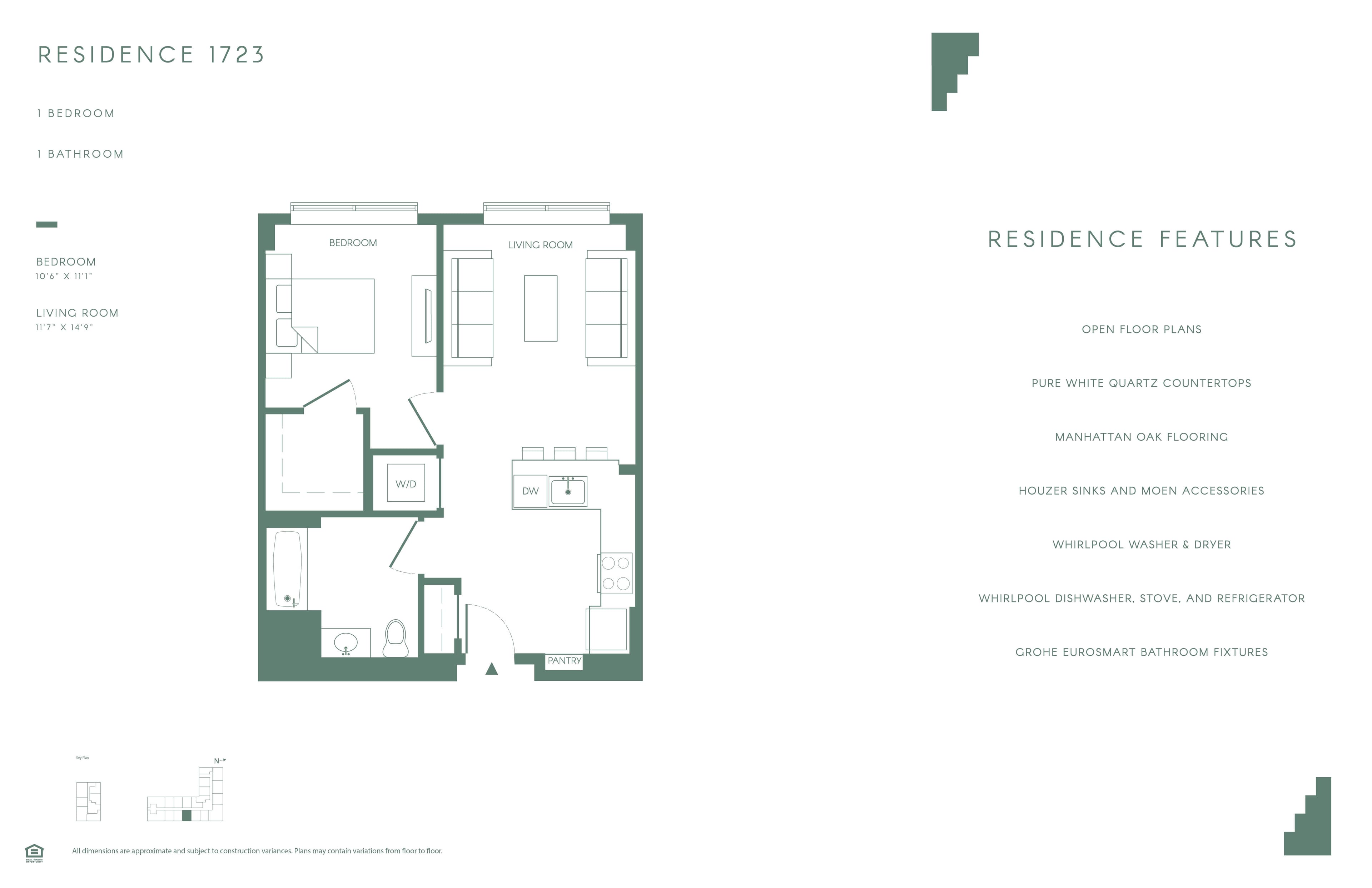 1 Bed-1Bath floor plan