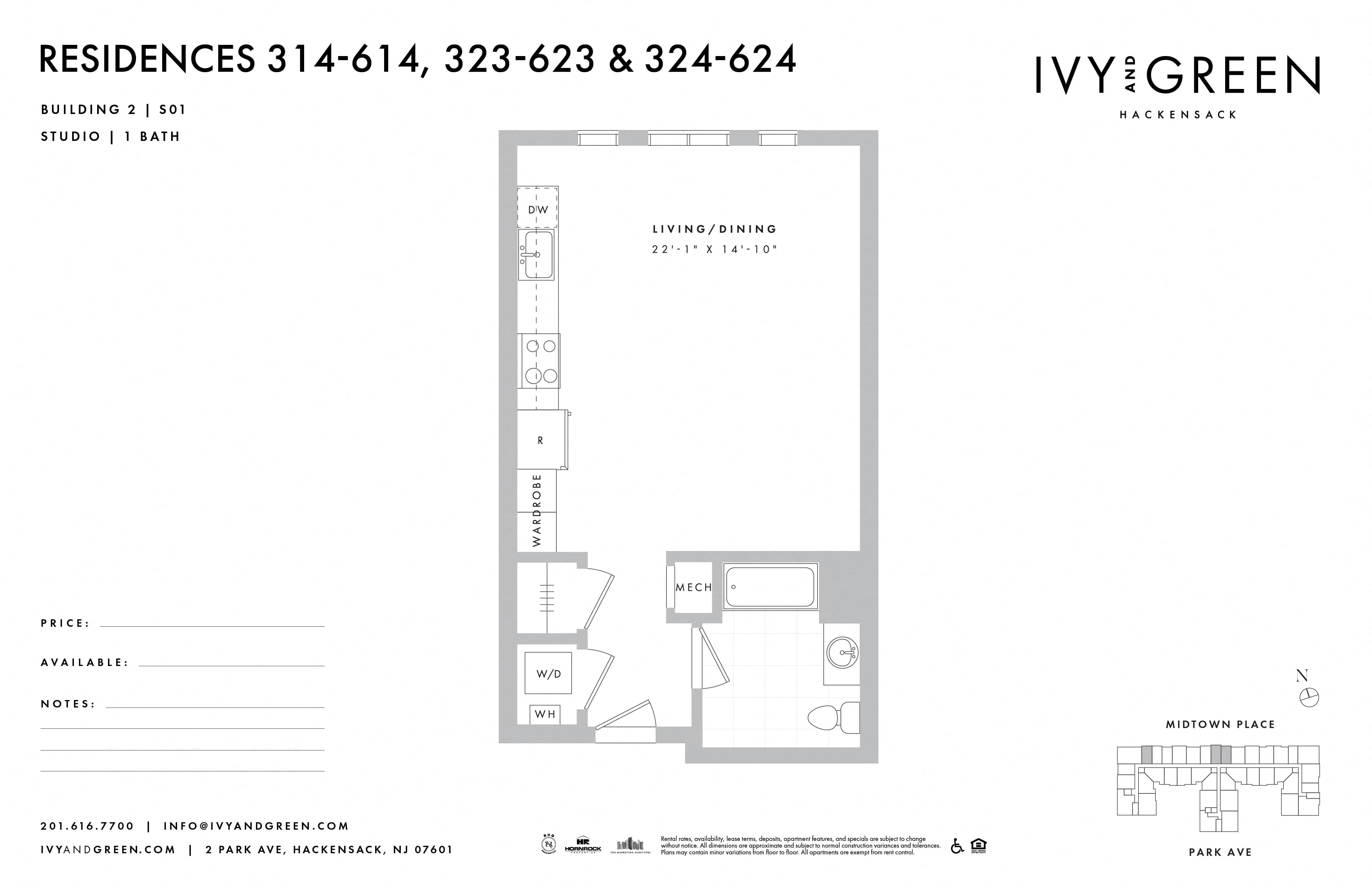 S01 floor plan at Ivy and Green