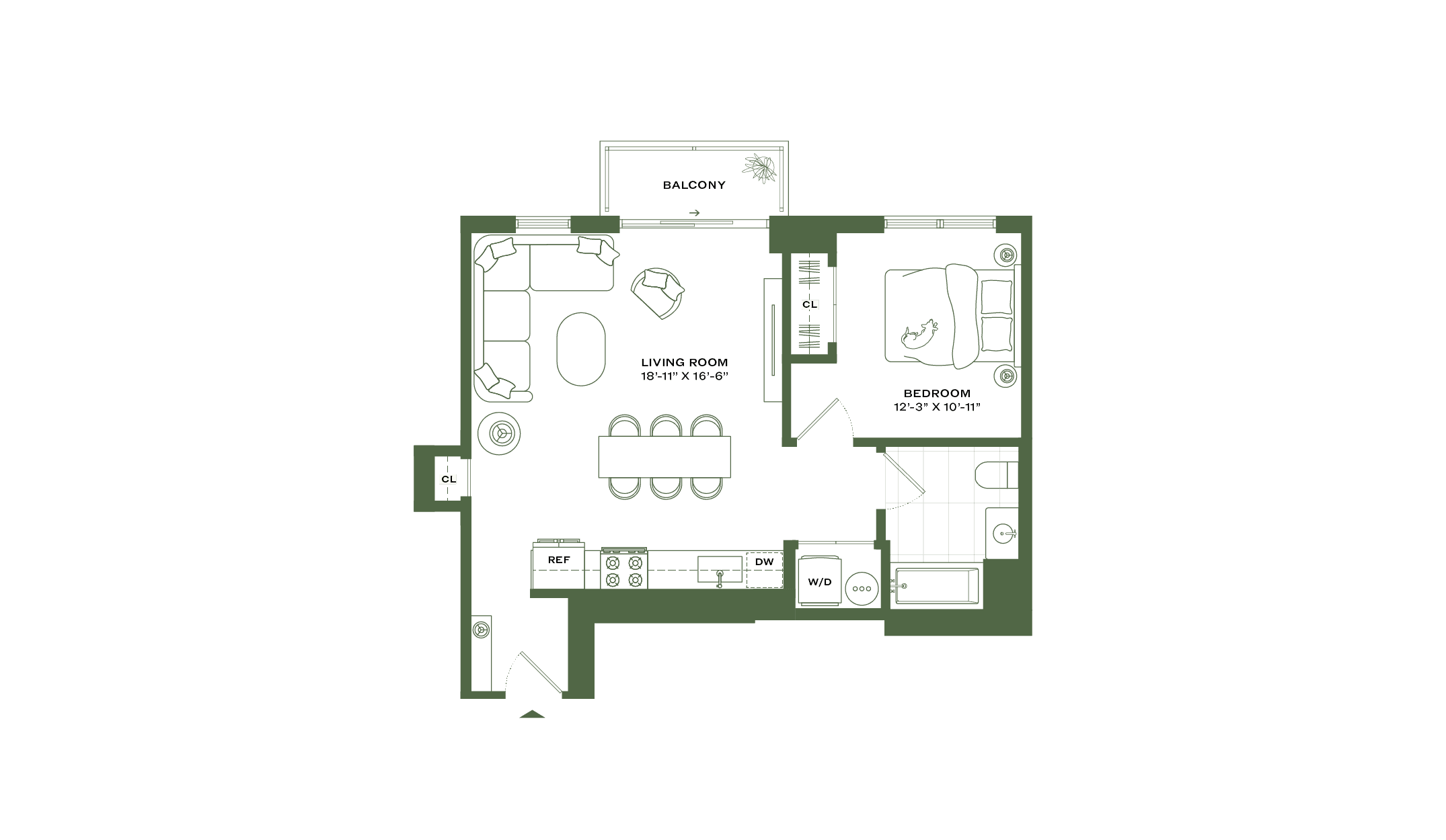 1Bed/1 Bath-A6 floor plan at Willow House