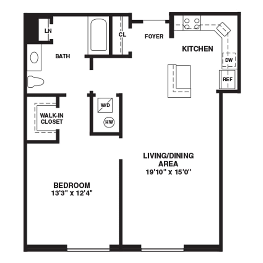 A05 floor plan at 55 Riverwalk