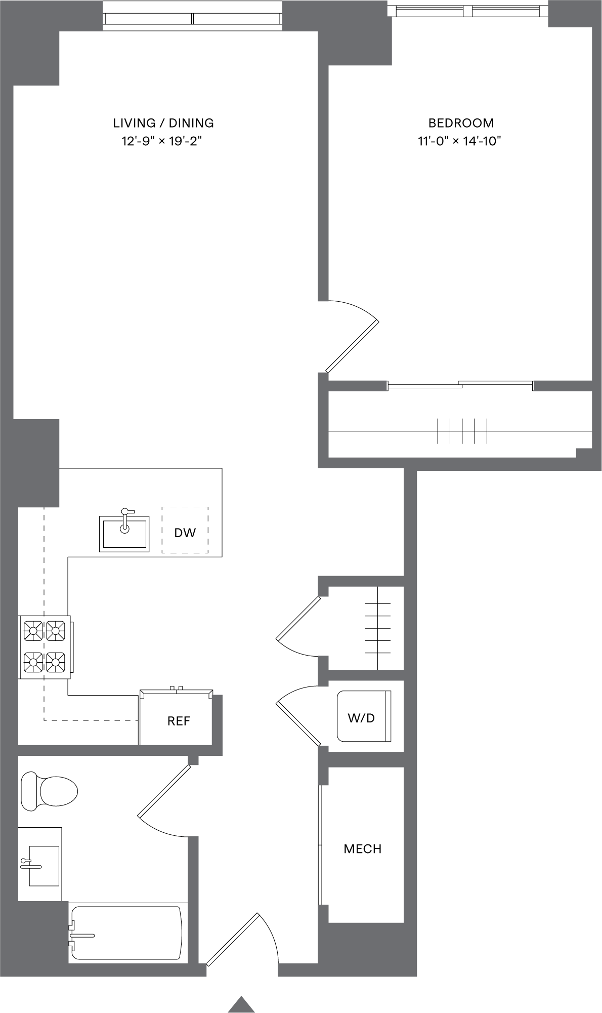 1 Bed/1 Bath_A3 floor plan at Hudson House West