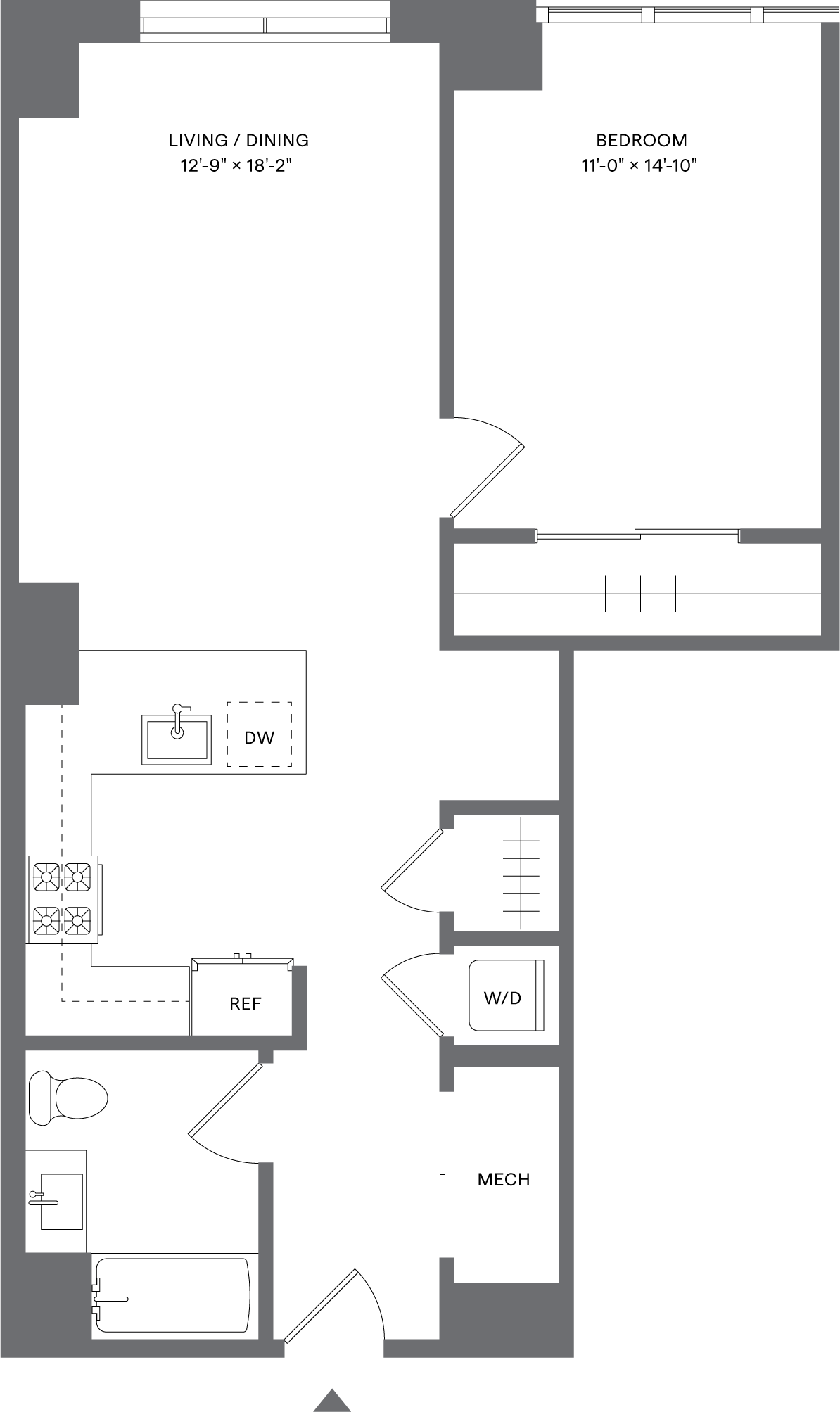 1 Bed/1 Bath_A4 floor plan at Hudson House West