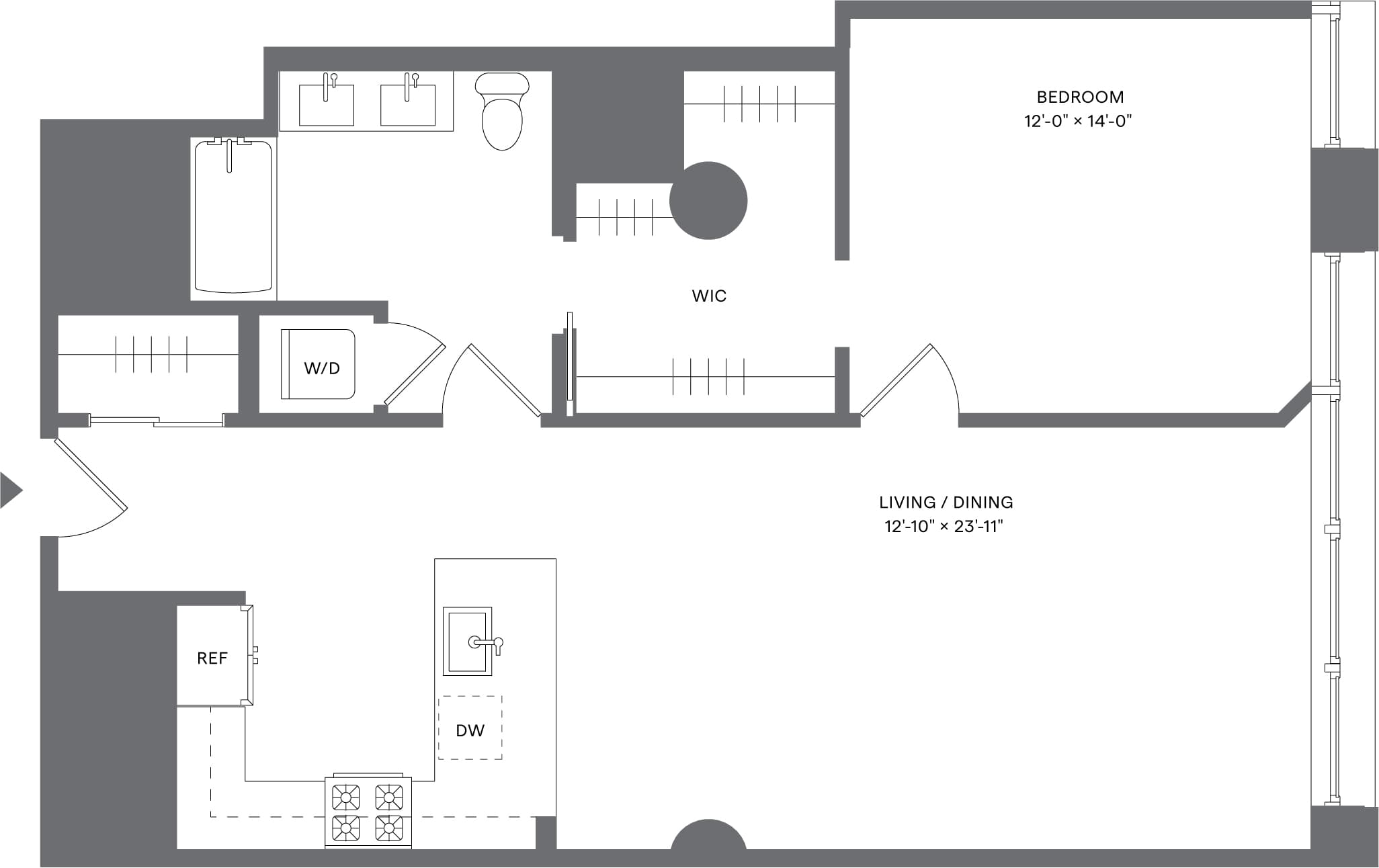 1 Bed/1 Bath_A8 floor plan at Radio Lofts