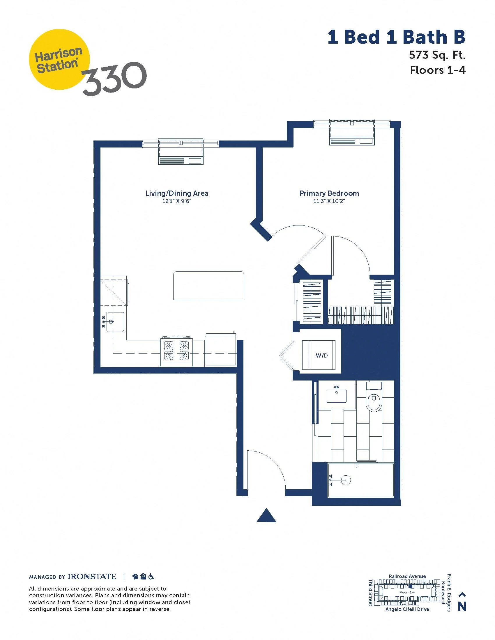 1 Bed 1 Bath B floor plan at 330 Angelo Cifelli