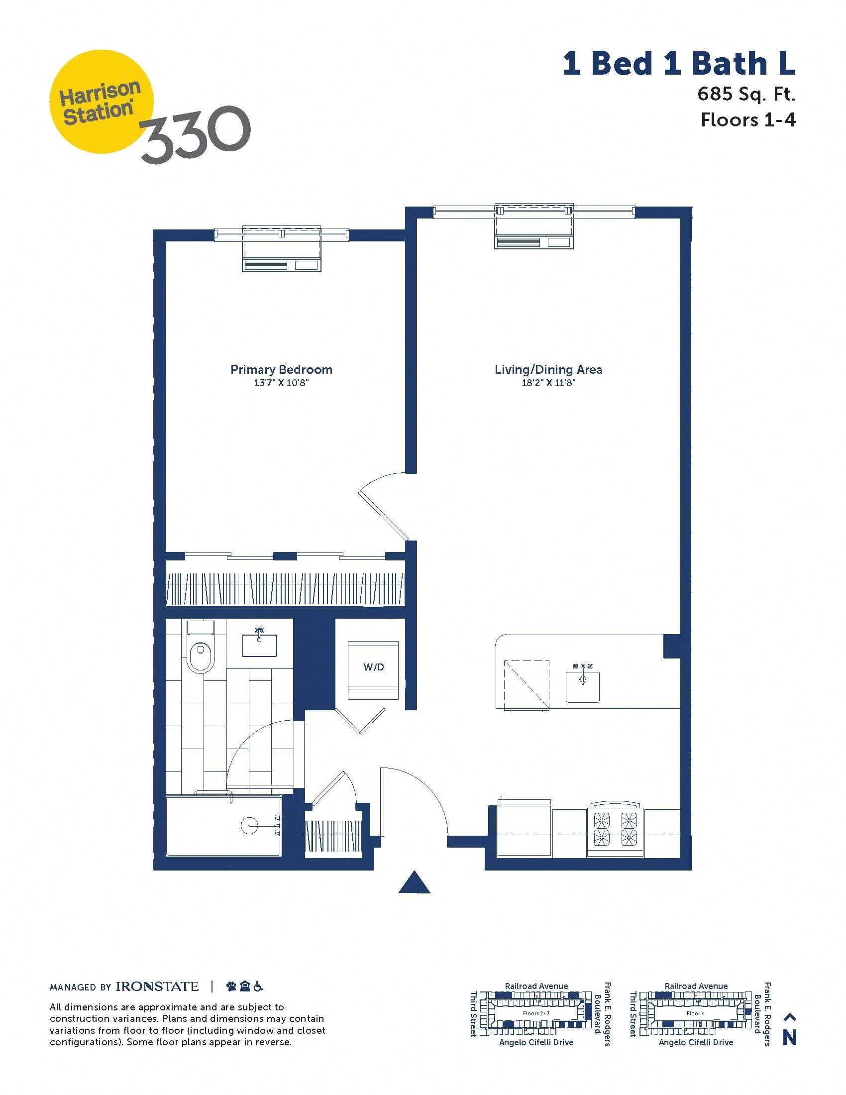 1 Bed 1 Bath L floor plan at 330 Angelo Cifelli