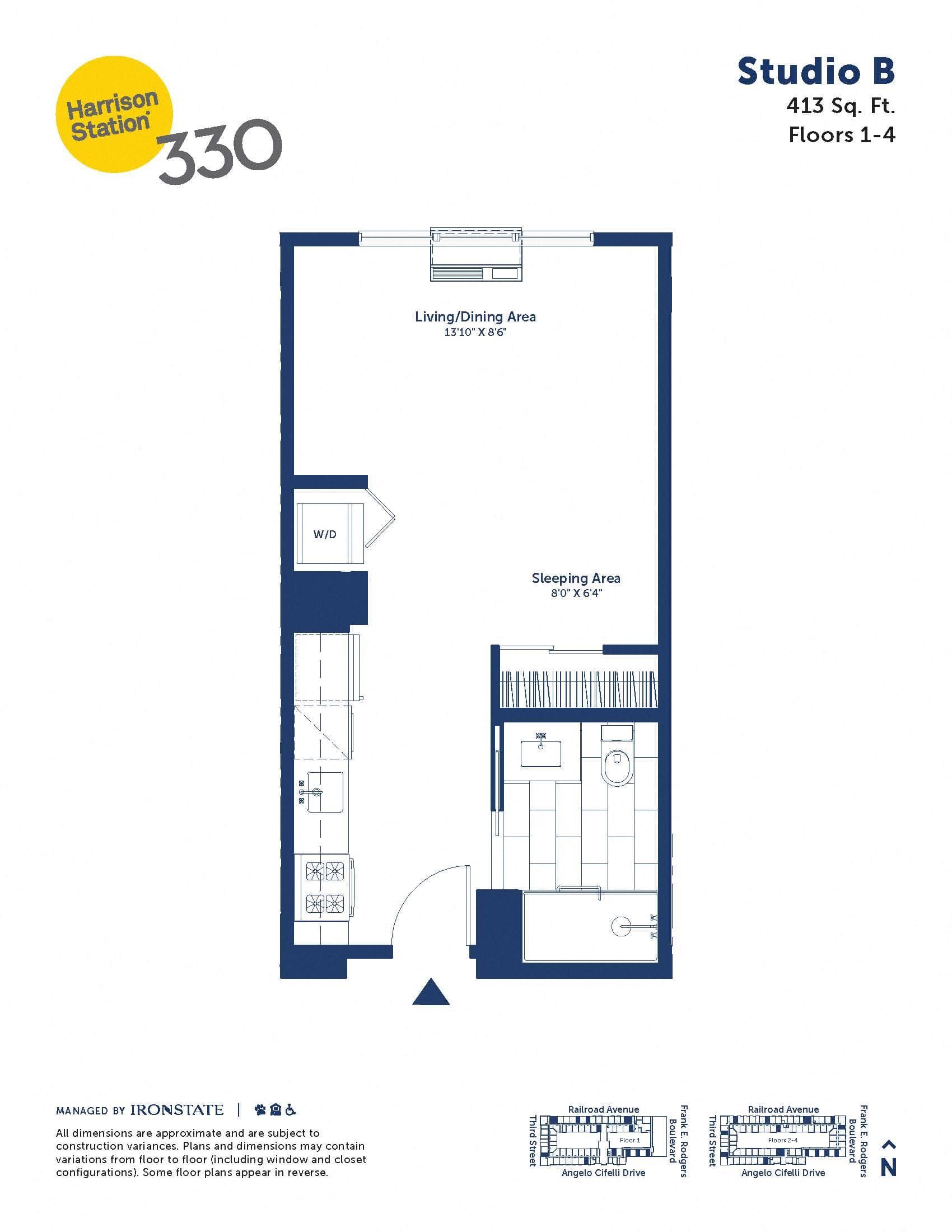 Studio B floor plan at 330 Angelo Cifelli