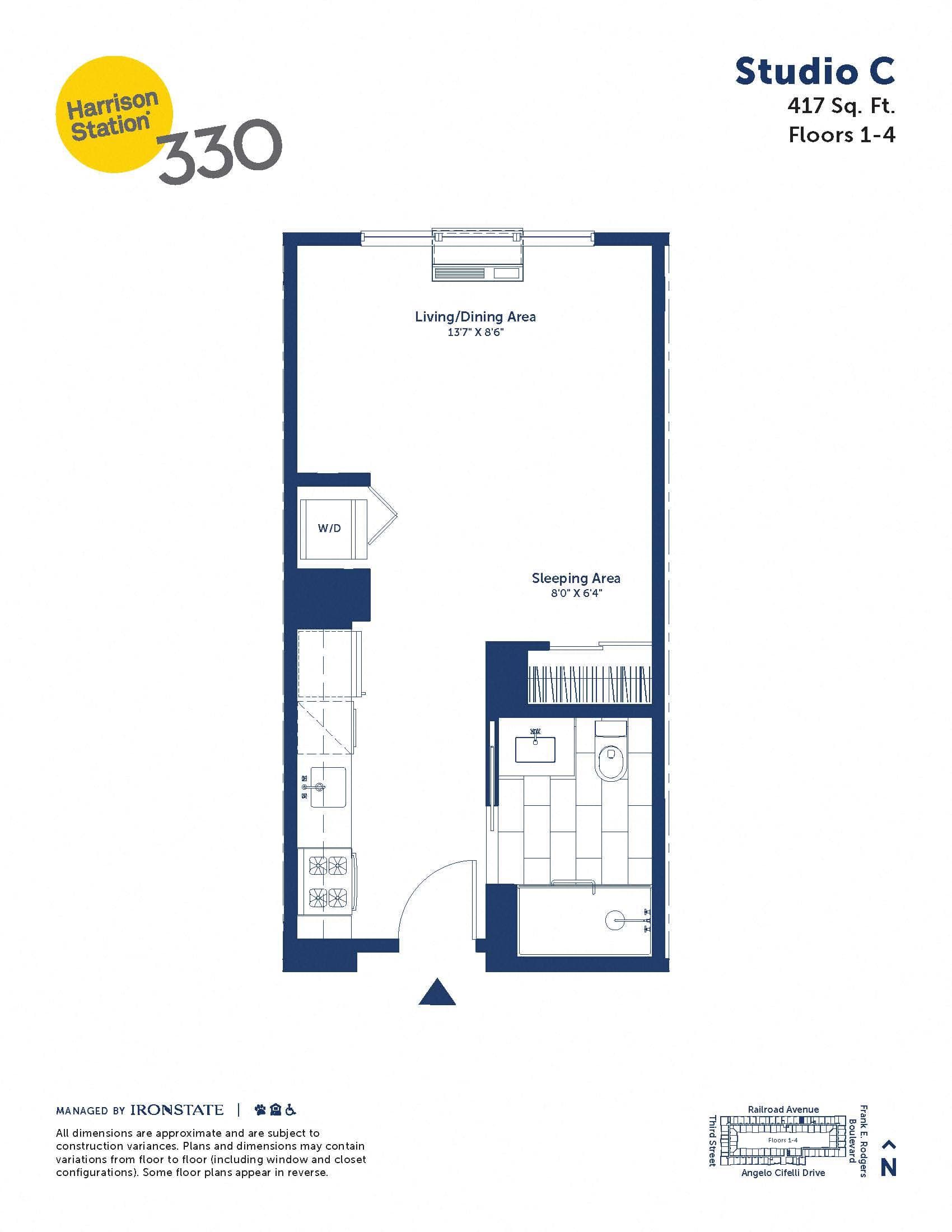 Studio C floor plan at 330 Angelo Cifelli