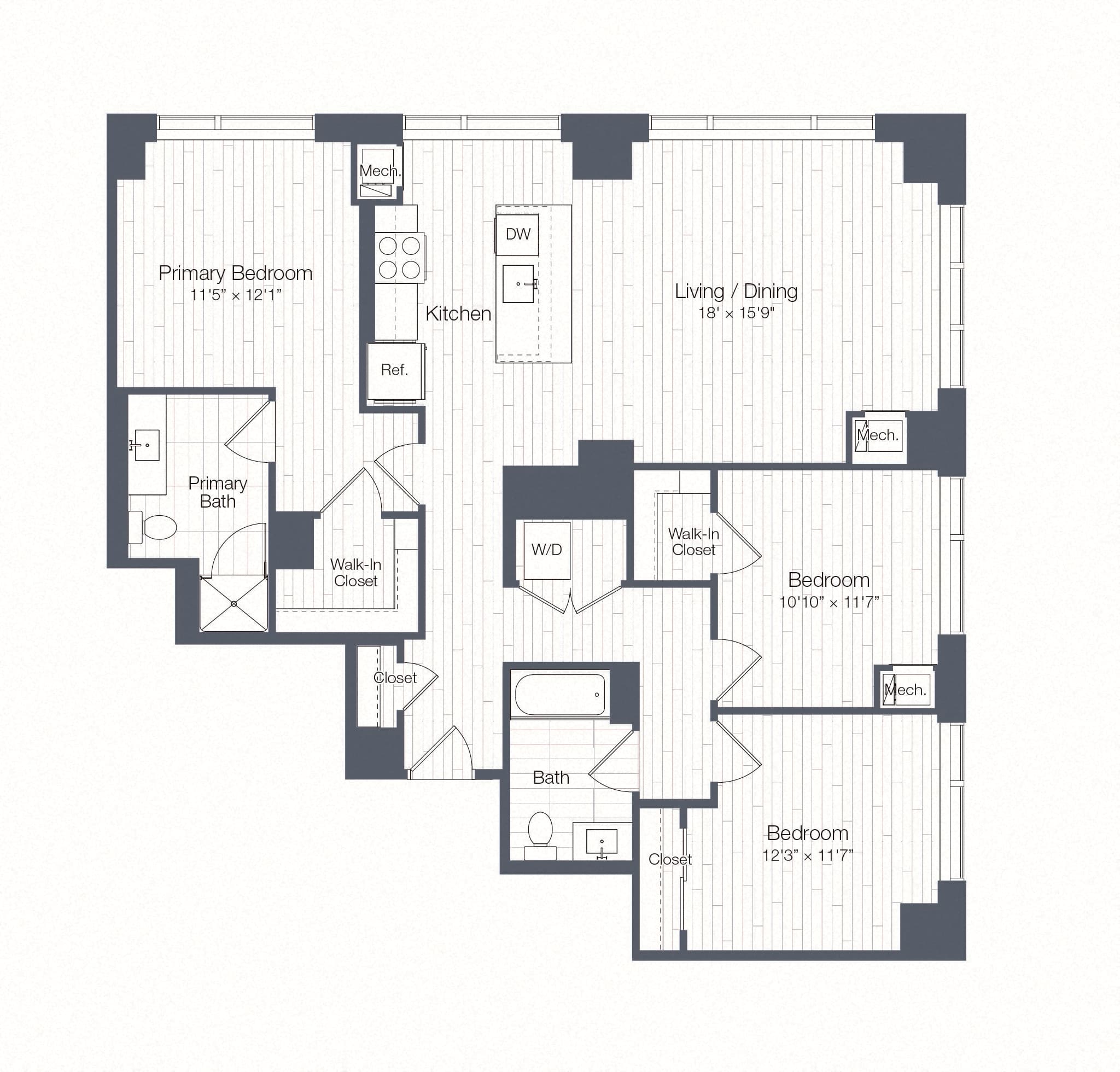 C1 floor plan at Haus25