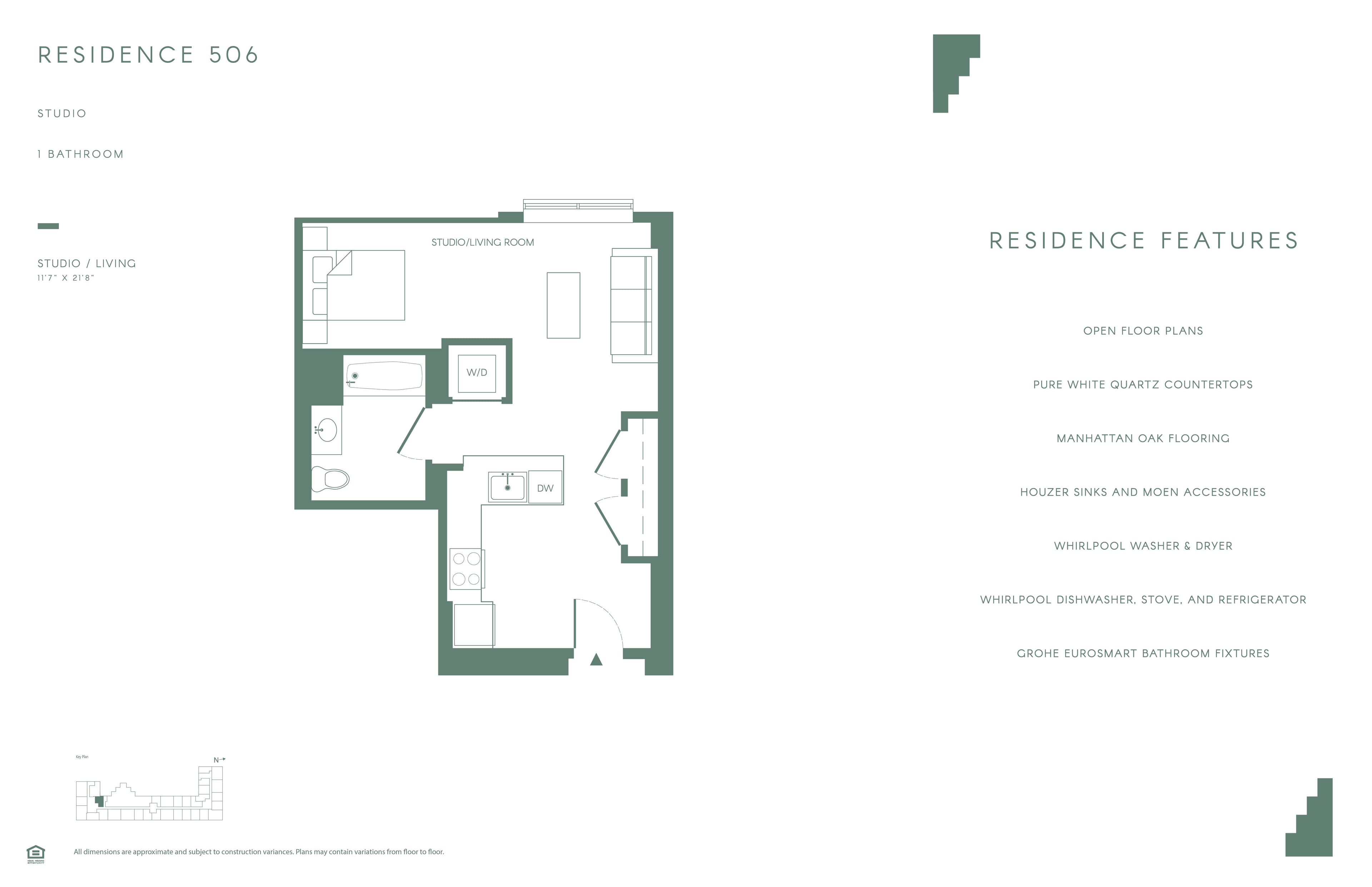0 Bed-1 Bath floor plan at 485 Marin