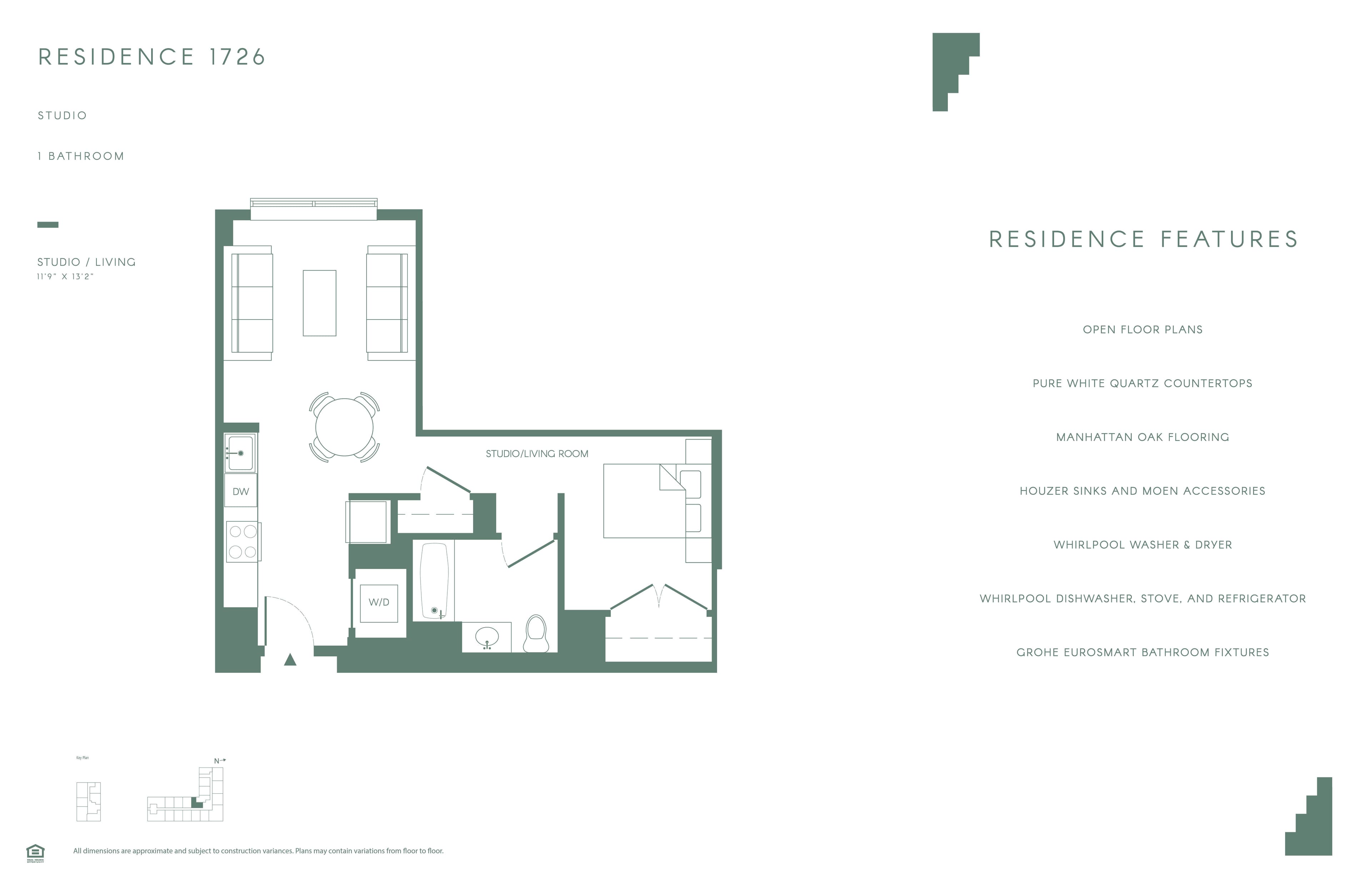 0 Bed-1 Bath floor plan at 485 Marin
